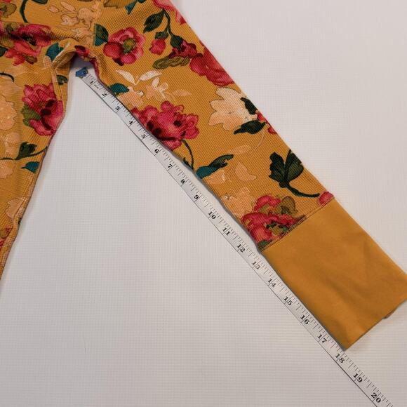 Sundance Shirt Womens Large Yellow Floral Waffle Knit Long Sleeve Top Crewneck - Picture 9 of 9